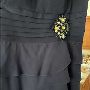 Elegant Navy Dress with Embellished Detail
